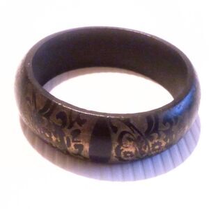 Boho Inspired Laser Embossed Wood Bangle Bracelet